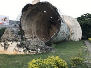 Blown up water tower